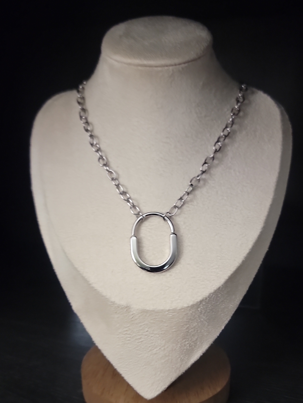 Silver Oval Link Pendant Necklace - Women Jewelry